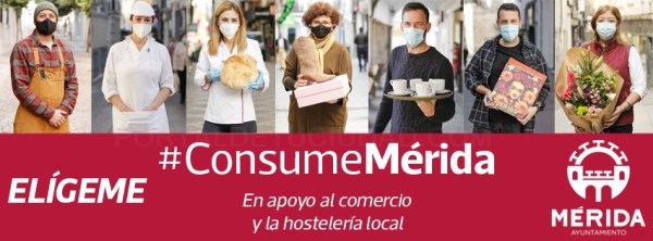‘Elígeme, Consume Mérida’ es el lema de la potente campaña de publicidad que promueve el ayuntamiento en beneficio del comercio y la hostelería local