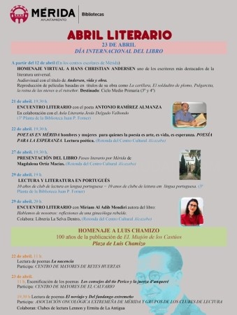 Encuentros con autores, presentaciones de libros, poesía y actividades escolares en la programación del Abril literario