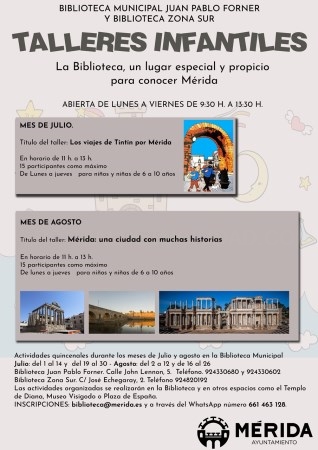 Disfrutar de Mérida a través de la lectura es el objetivo de las actividades infantiles de verano en las bibliotecas municipales