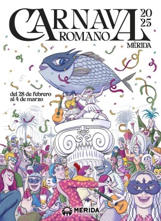 El Carnaval Romano de Mérida ya tiene cartel anunciador realizado por el ilustrador Manuel Acedo Lavado con Rómulo y Remo y la sardina como protagonis