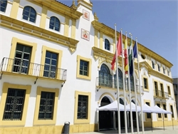 Iluminación de la fachada del ayuntamiento por los 15 años del COF