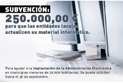 La Diputación concede una ayuda de 250.000 euros para que las Entidades Locales actualicen su material informático