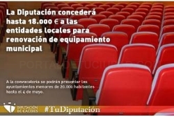 La Diputación concederá hasta 18.000 euros a las entidades locales para renovación de equipamiento municipal.