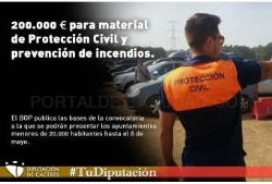 Se destina 200.000 € a las entidades locales para adquirir material de Protección Civil y prevención de incendios.