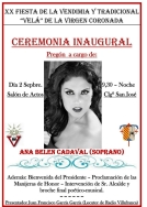EL VIERNES SE INAUGURA NUESTRA FIESTA DE INTERES TURÍSTICO REGIONAL CON UN PREGON A CARGO DE LA SOPRANO ANA BELÉN CADAVAL.