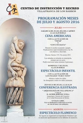 El centro de Instrucción y Recreo de Villafranca de los Barros acogerá durante los meses de julio y agosto diversas actividades.