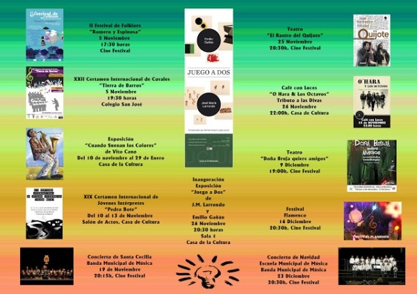 PROGRAMACIÓN CULTURAL INTENSA Y VARIADA PARA LOS MESES DE NOVIEMBRE Y DICIEMBRE.