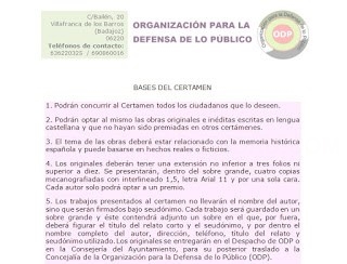 Certamen de Relato Breve sobre memoria histórica ‘Catalina Rivera Recio’,