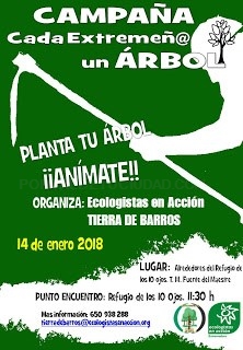 Ecologistas en Acción de Extremadura continúa este año 2018 con las plantaciones participativas dentro de la Campaña “Cada Extremeño/a, un Árbol”.