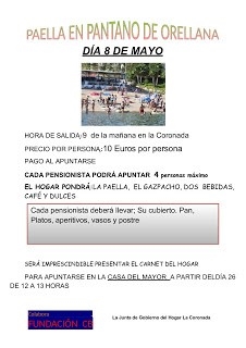 El Hogar del Mayor ha organizado una convivencia en el Pantano de Orellana, con la degustación de una gran paella gratuita para todos los asistentes.