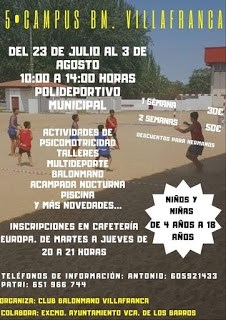 5º Campus Balonmano Villafranca.