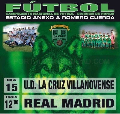 El domingo 15 de enero a las 12,00 horas la Cruz juvenil recibirá al Real Madrid en el Romero Cuerda.