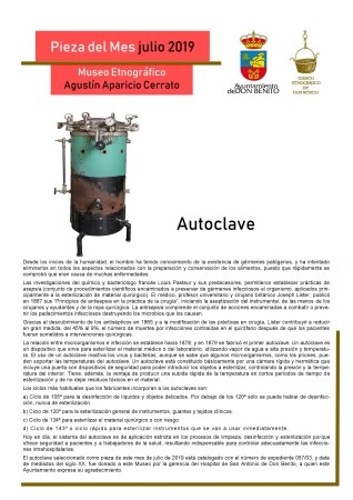 Autoclave pieza del mes de julio en el museo etnográfico "Agustín Aparicio Cerrato".