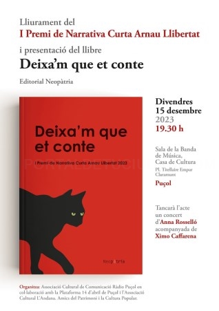 Imma López Pavia obtiene el I Premio de Narrativa Corta Arnau Llibertat organizado por la Associació Cultural de Comuicació Ràdio Puçol