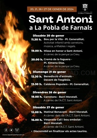 La Pobla de Farnals celebra San Antonio Abad con una amplia programación de actividades